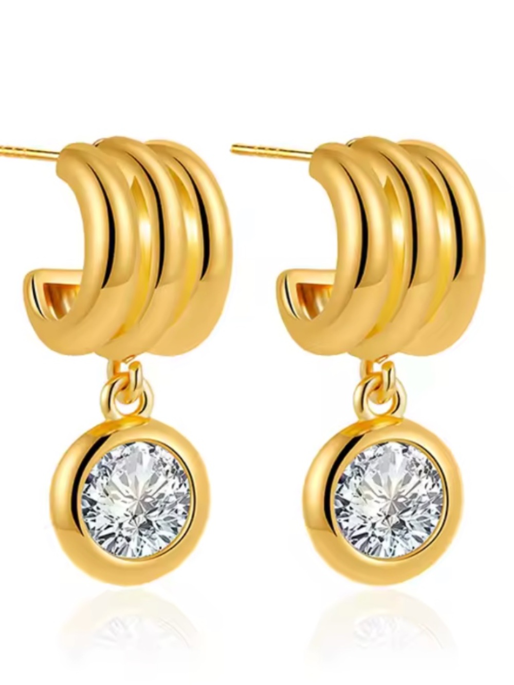 Round Rhinestone Drop Earring